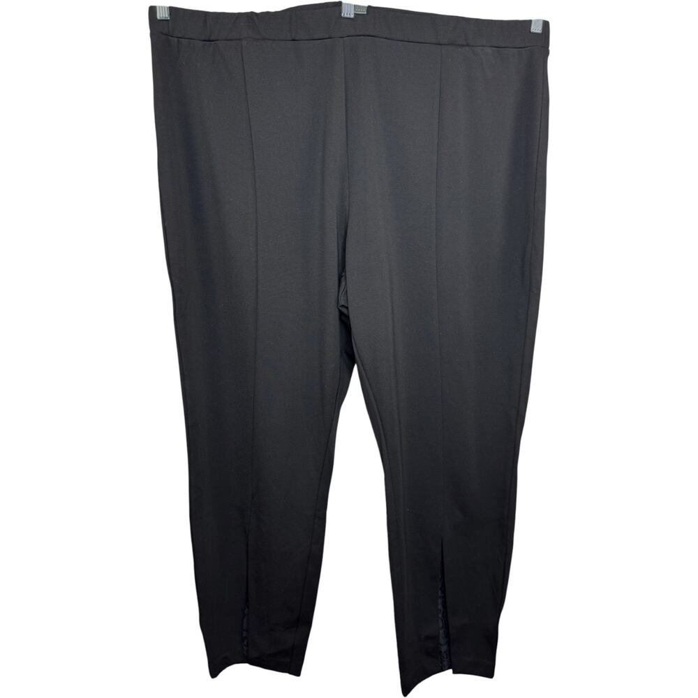 Susan Graver‎ Occasions Regular Ponte Slim Leg Pants Lace Insert Black 3X
